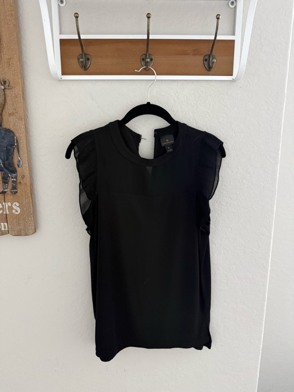 Worthington Black Sleeveless Ruffle-Trim Camisole